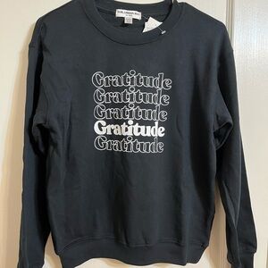 NWT Sub_Urban Riot Black and White Gratitude Crew Neck Sweater